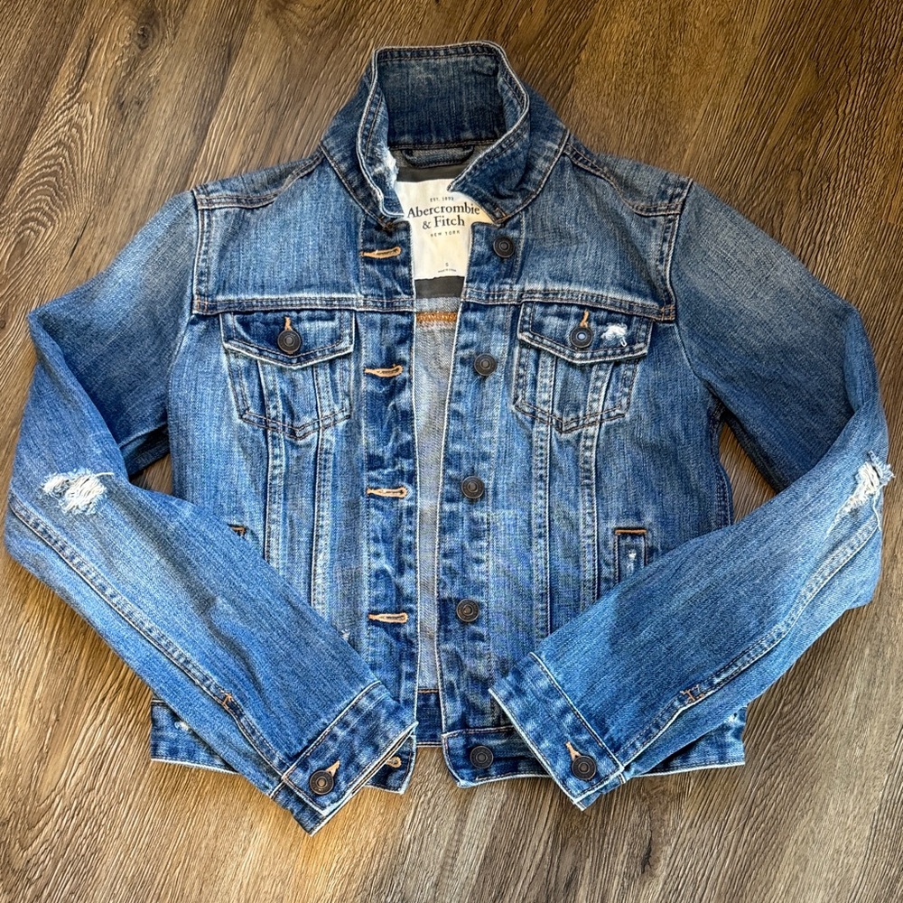 Abercrombie & Fitch Distressed Blue Denim Jacket